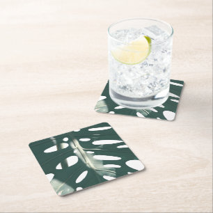 Posavasos Cuadrado De Papel Funky planta de queso suizo verde pálido