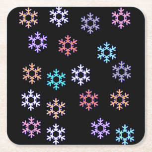 Posavasos Cuadrado De Papel Funky Snowflakes Paper Coaster