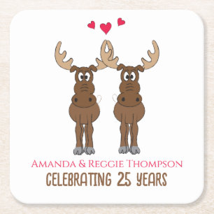 Posavasos Cuadrado De Papel Funny Aniversario Fiesta Whimsical Moose