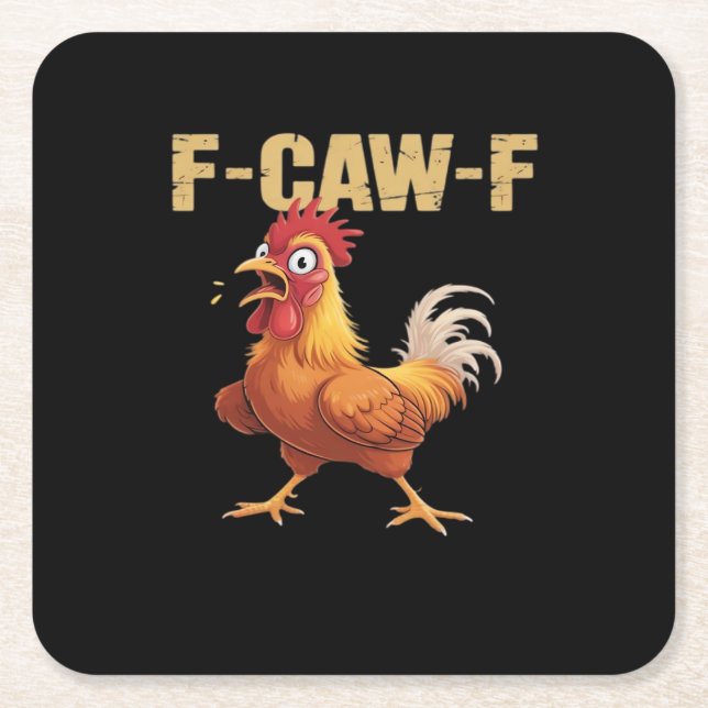 Posavasos Cuadrado De Papel Funny F-Caw-F Chicken Retro Style (Anverso)