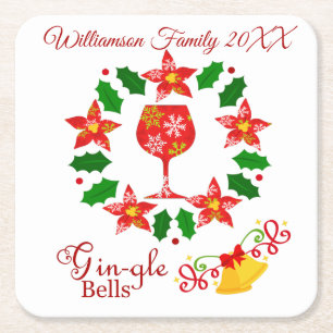 Posavasos Cuadrado De Papel Funny Gin-gle Bells Navidades