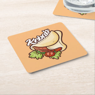 Posavasos Cuadrado De Papel Funny Kebab Personalizado Diseño Papel de la escor