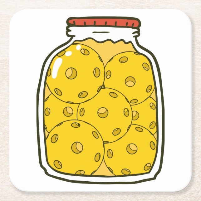 Posavasos Cuadrado De Papel Funny Pickleball Jar (Anverso)