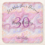 Posavasos Cuadrado De Papel Funny Pink Glitter Marble Agate 30th Birthday<br><div class="desc">Funny Pink Glitter Marble Agate 30th Birthday Square Paper Coaster. Personalize by adding your name and age! Matching Items Available.</div>