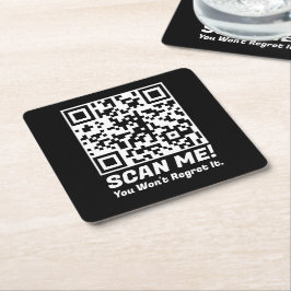 Posavasos Cuadrado De Papel Funny QR Scan Me! Funny Regret Joke