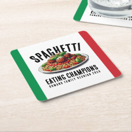 Posavasos Cuadrado De Papel Funny Spaghetti Eating Champions Family Reunion