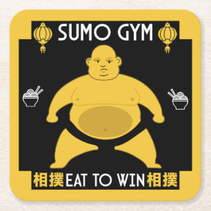 Posavasos Cuadrado De Papel Funny Sumo Wrestler