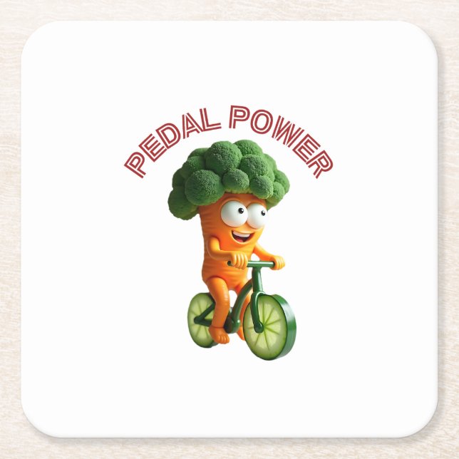 Posavasos Cuadrado De Papel Funny Veggie Rider (Anverso)