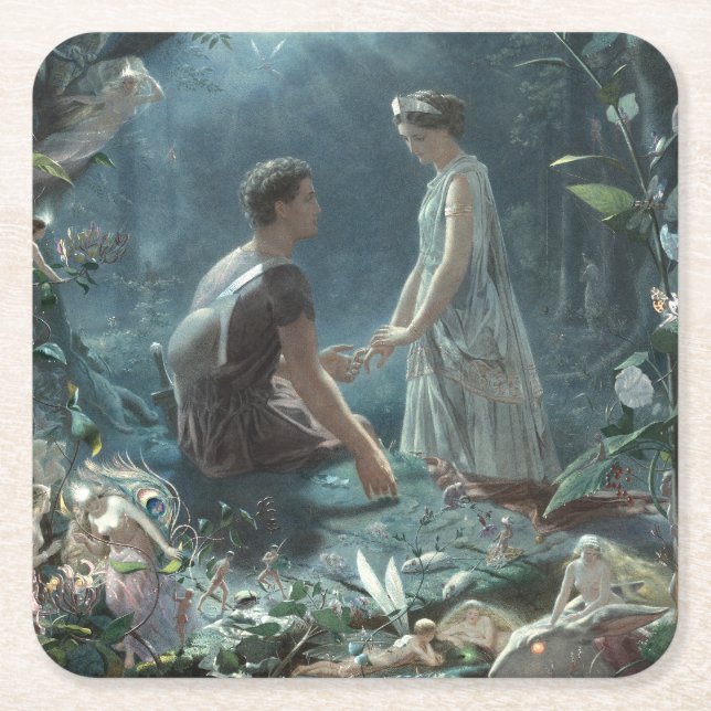 Posavasos Cuadrado De Papel Furries: El sueño de Shakespeare de una noche de v (Anverso)