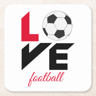 Posavasos Cuadrado De Papel Fútbol de amor