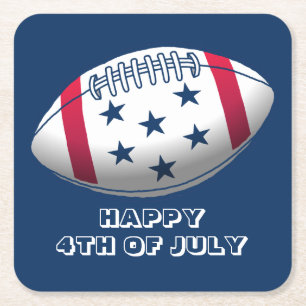 Posavasos Cuadrado De Papel Fútbol feliz 4 de julio