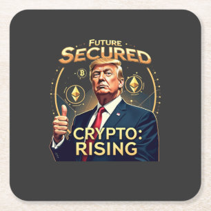 Posavasos Cuadrado De Papel Futuro Asegurado Cripto Ascendente Día de Inaugura