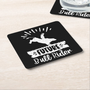 Posavasos Cuadrado De Papel Futuro Bull Riding Rodeo Regalos Ideas