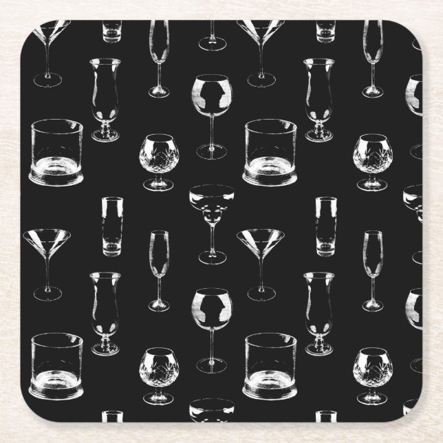 Posavasos Cuadrado De Papel Gafas variadas (Anverso)