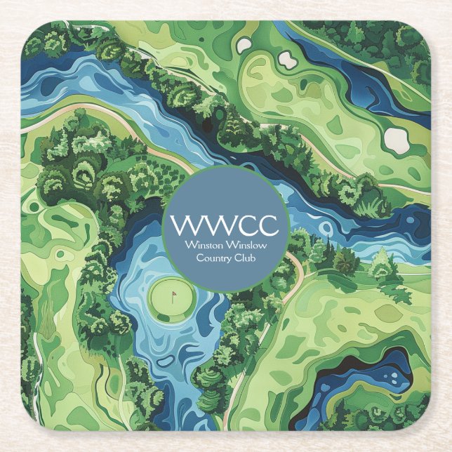 Posavasos Cuadrado De Papel Gala Golf Course Event Paper Coaster (Anverso)
