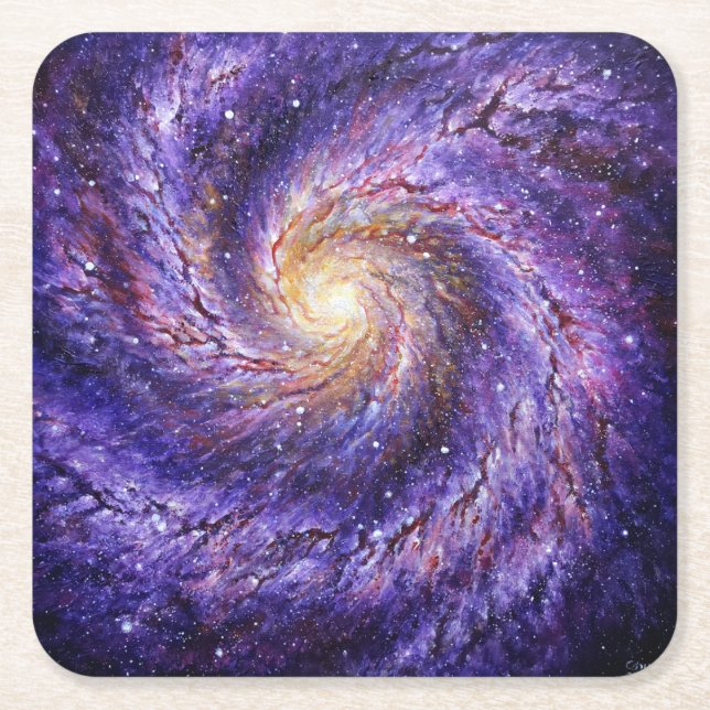 Posavasos Cuadrado De Papel Galaxia (Anverso)