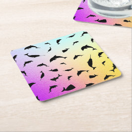 Posavasos Cuadrado De Papel Galaxia colorida gradiente de ballena de tiburón d