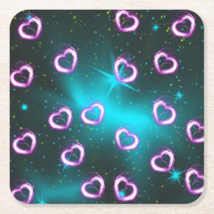 Posavasos Cuadrado De Papel Galaxia del corazón
