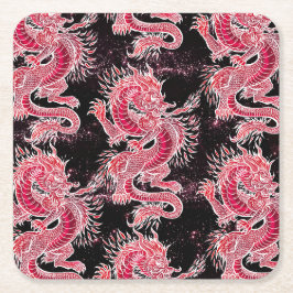 Posavasos Cuadrado De Papel Galaxia del Dragón Rojo
