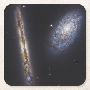 Posavasos Cuadrado De Papel Galaxia Edge-On Ngc 4302 y Galaxia inclinada Ngc 4