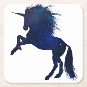 Posavasos Cuadrado De Papel Galaxia Unicornio