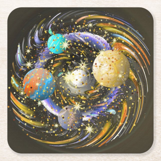 Posavasos Cuadrado De Papel Galaxy Kovarellah (Anverso)