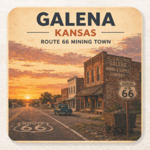 Posavasos Cuadrado De Papel Galena Kansas Ruta 66 Pueblo Minero Se Alegra