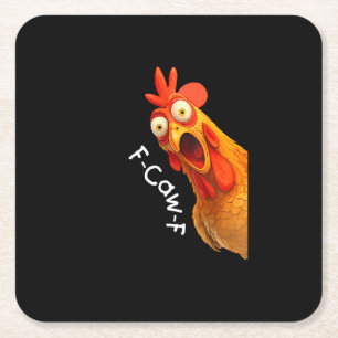 Posavasos Cuadrado De Papel Gallina F-Caw-F divertida F-Caw-F Gallina Casual C
