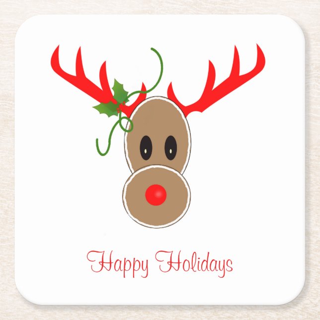 Posavasos Cuadrado De Papel Gallos de reno de pan de jengibre (Anverso)