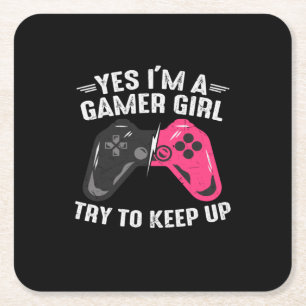 Posavasos Cuadrado De Papel Gamer Art Sí Soy Un Chica Jugador