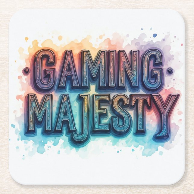 Posavasos Cuadrado De Papel Gaming Majesty (Anverso)
