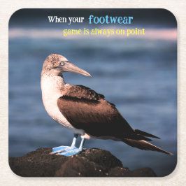 Posavasos Cuadrado De Papel Gannet de pie azul