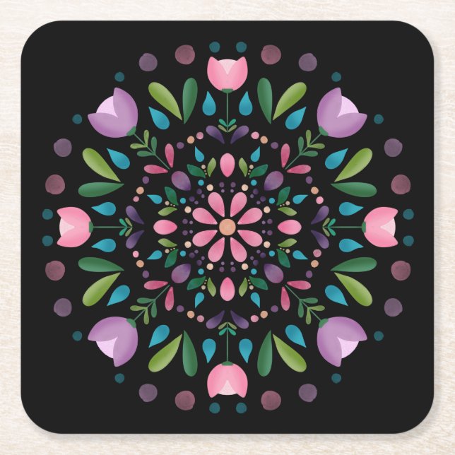 Posavasos Cuadrado De Papel Garden Bloom (Anverso)