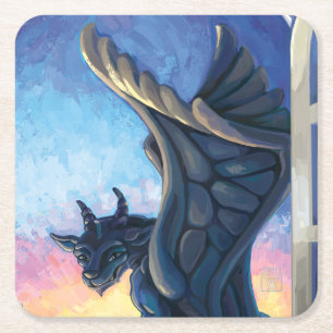 Posavasos Cuadrado De Papel Gargoyle Guardian