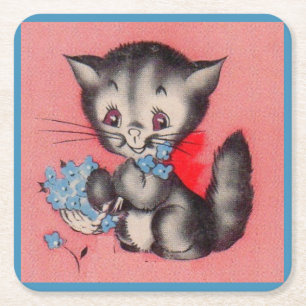 Posavasos Cuadrado De Papel gatito dulce