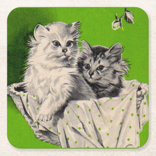 Posavasos Cuadrado De Papel gatito grande