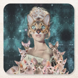 Posavasos Cuadrado De Papel Gato