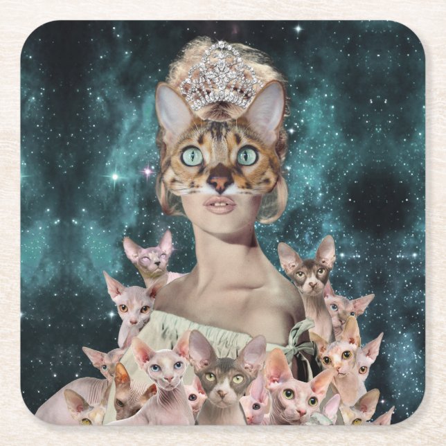 Posavasos Cuadrado De Papel Gato (Anverso)