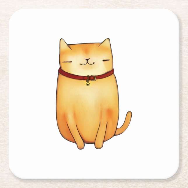 Posavasos Cuadrado De Papel Gato (Anverso)