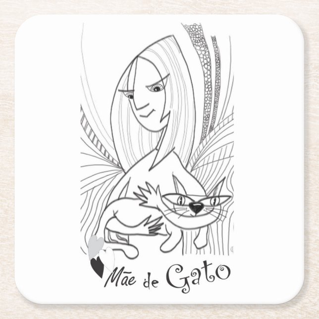 Posavasos Cuadrado De Papel Gato (Anverso)