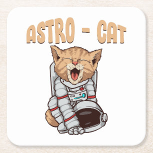 Posavasos Cuadrado De Papel Gato Astro