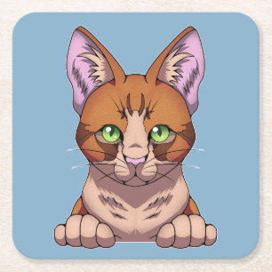 Posavasos Cuadrado De Papel Gato de corte