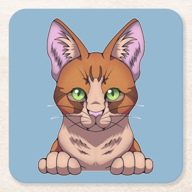 Posavasos Cuadrado De Papel Gato de corte (Anverso)