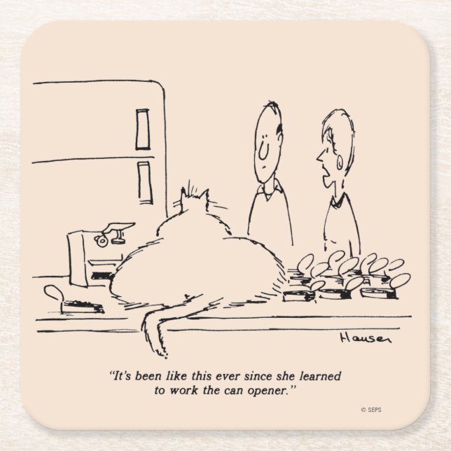 Posavasos Cuadrado De Papel Gato de grasa (Anverso)