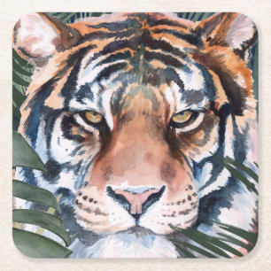 Posavasos Cuadrado De Papel Gato de la jungla - Tigre