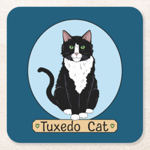 Posavasos Cuadrado De Papel Gato de Tuxedo