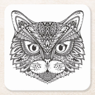 Posavasos Cuadrado De Papel Gato del estilo