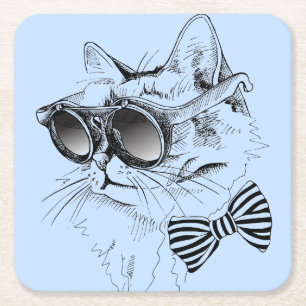 Posavasos Cuadrado De Papel Gato fresco