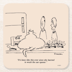 Posavasos Cuadrado De Papel Gato gordo