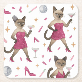 Posavasos Cuadrado De Papel Gato inventado ARTISTA para mujer Chica Lady gatos